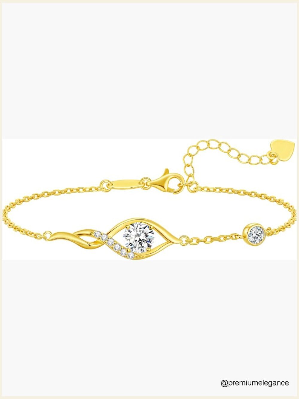 Moissanite Infinity Link Bracelet Adjustable Chain